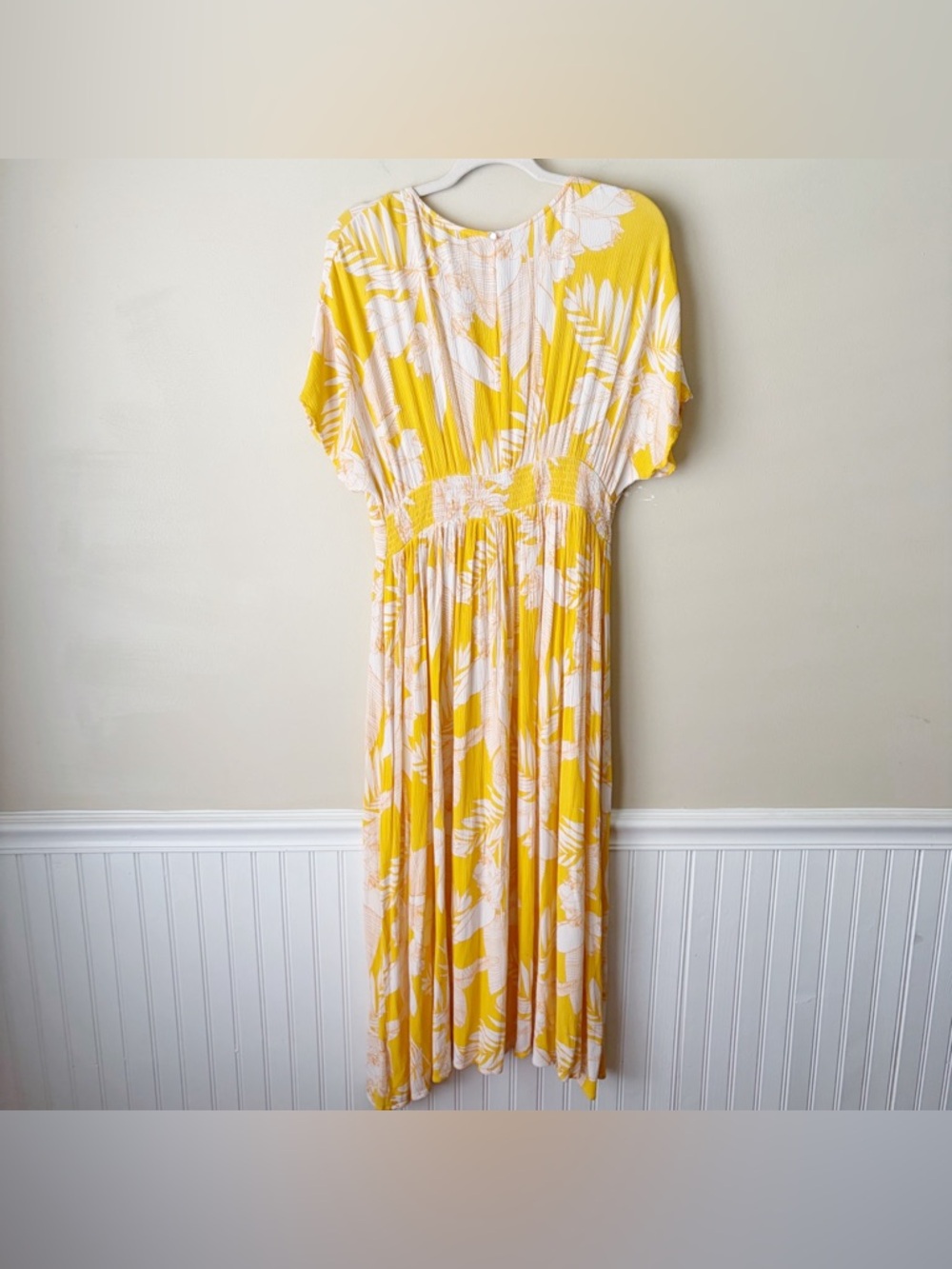 Cupshe | Selena Maxi Dress Double Slit Floral Tropical Summer Yellow White Large - Picture 5 of 6